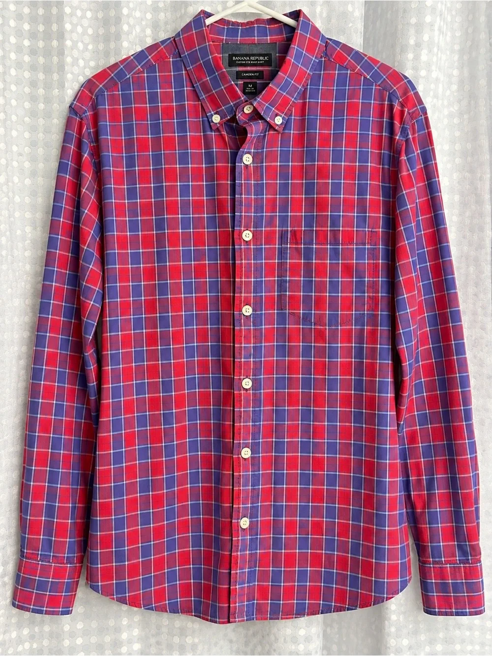 Banana Republic Red and Blue Plaid Button-Down Shirt